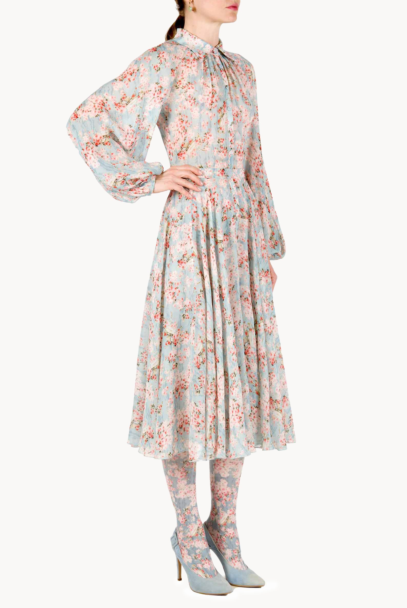 Carlamaria Georgette Circle Of Roses Dress