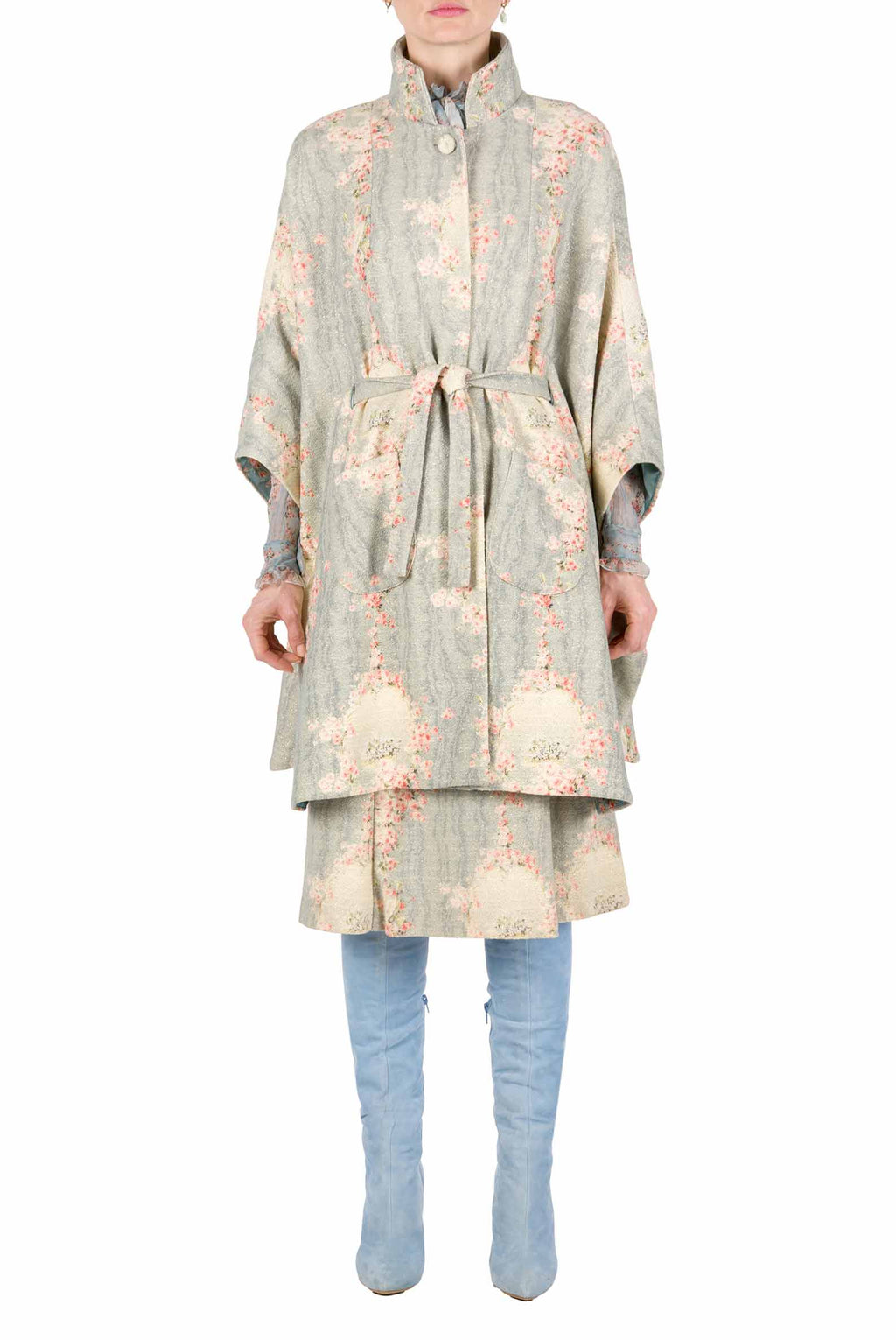 Mantella in lana stampata Circle Of Roses con lurex