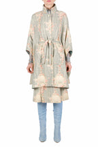 Mantella in lana stampata Circle Of Roses con lurex