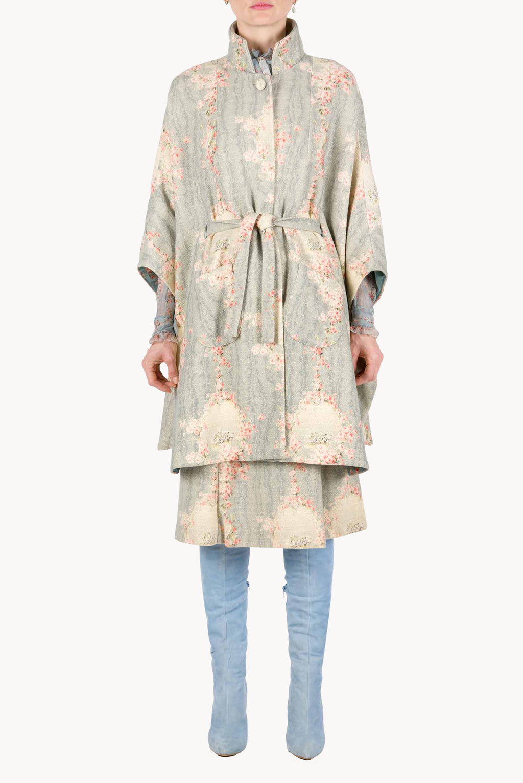 Mantella in lana stampata Circle Of Roses con lurex