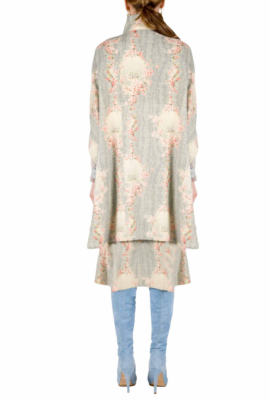 Mantella in lana stampata Circle Of Roses con lurex