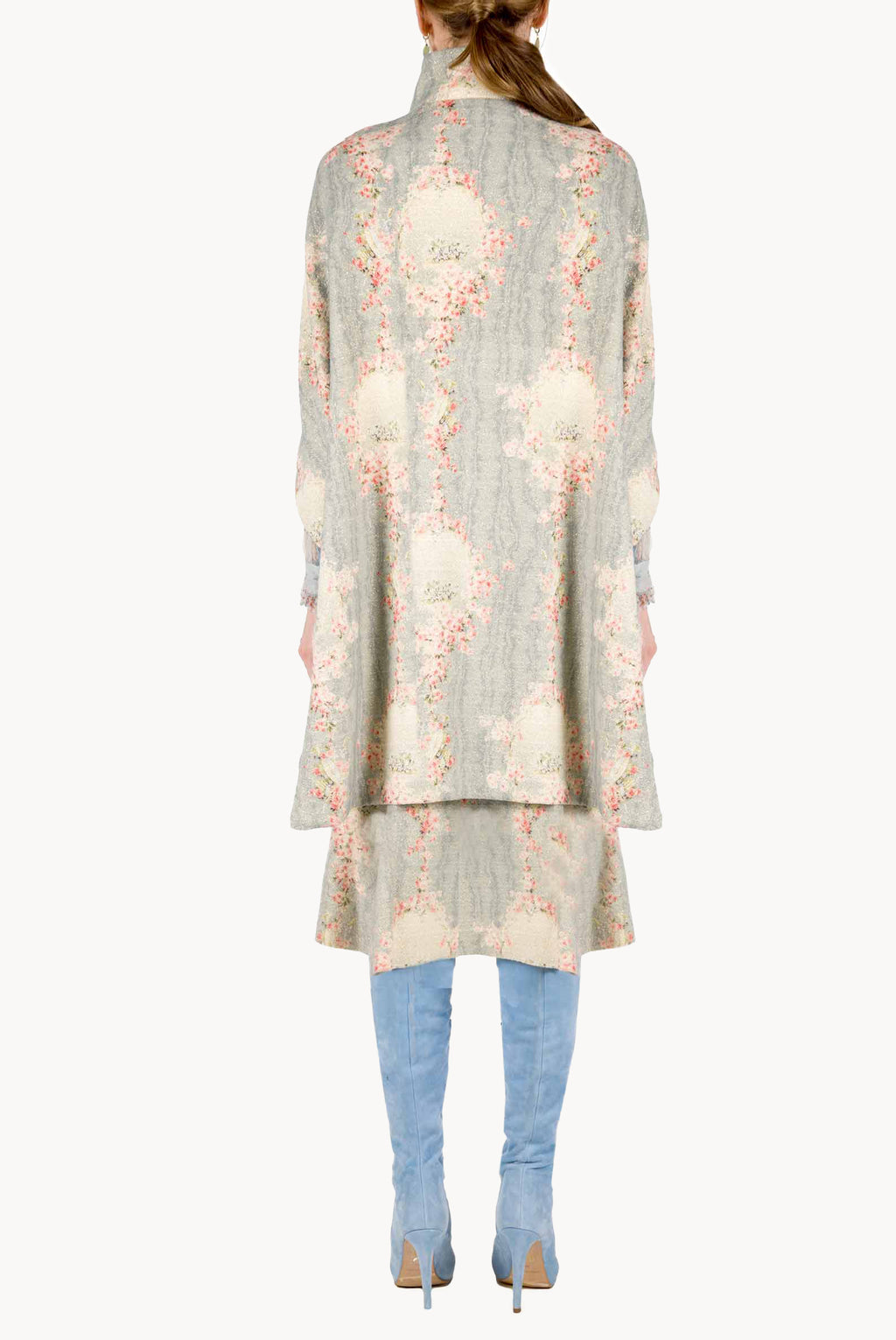 Mantella in lana stampata Circle Of Roses con lurex