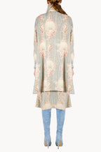 Mantella in lana stampata Circle Of Roses con lurex