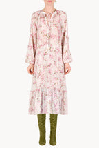 Raglan Wide Dress Printed Rose Buds