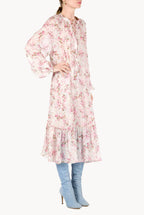Raglan Wide Dress Printed Rose Buds