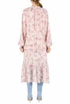 Abito ampio raglan stampato con boccioli di rosa
