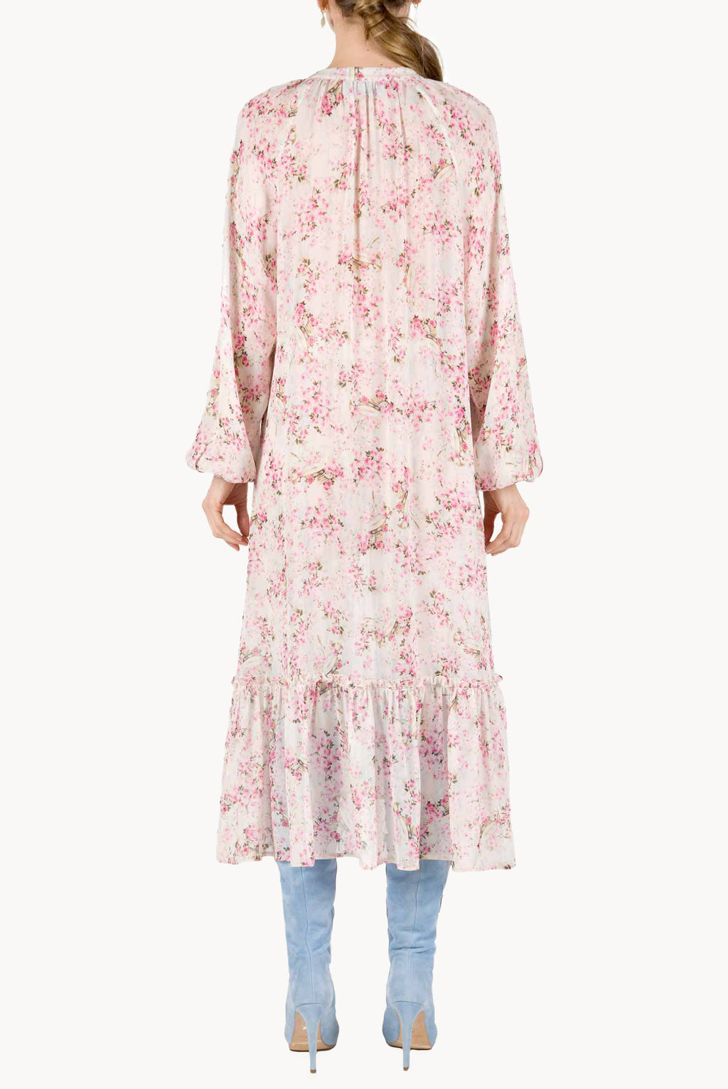 Raglan Wide Dress Printed Rose Buds