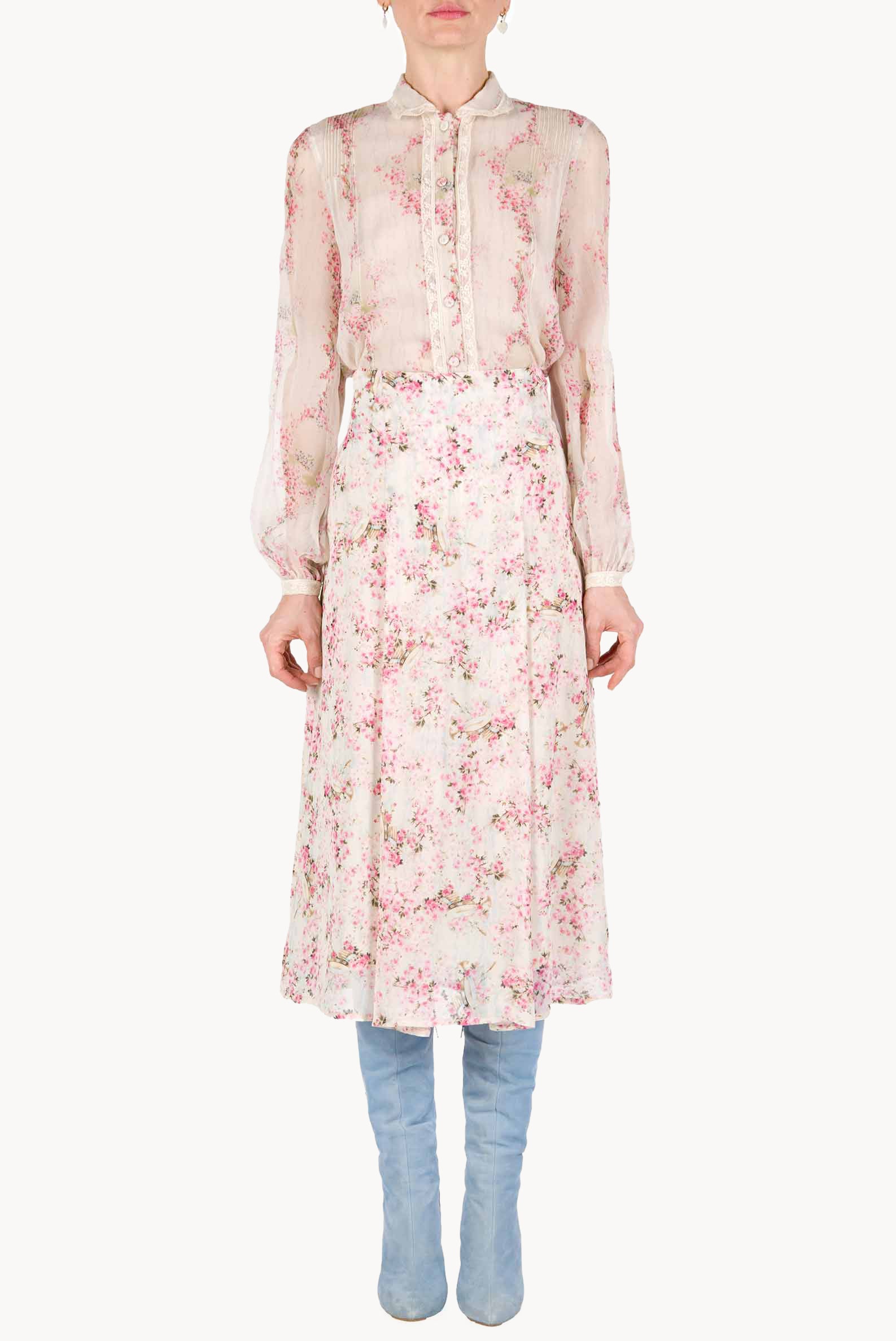 Georgette Rose Buds Printed Skirt