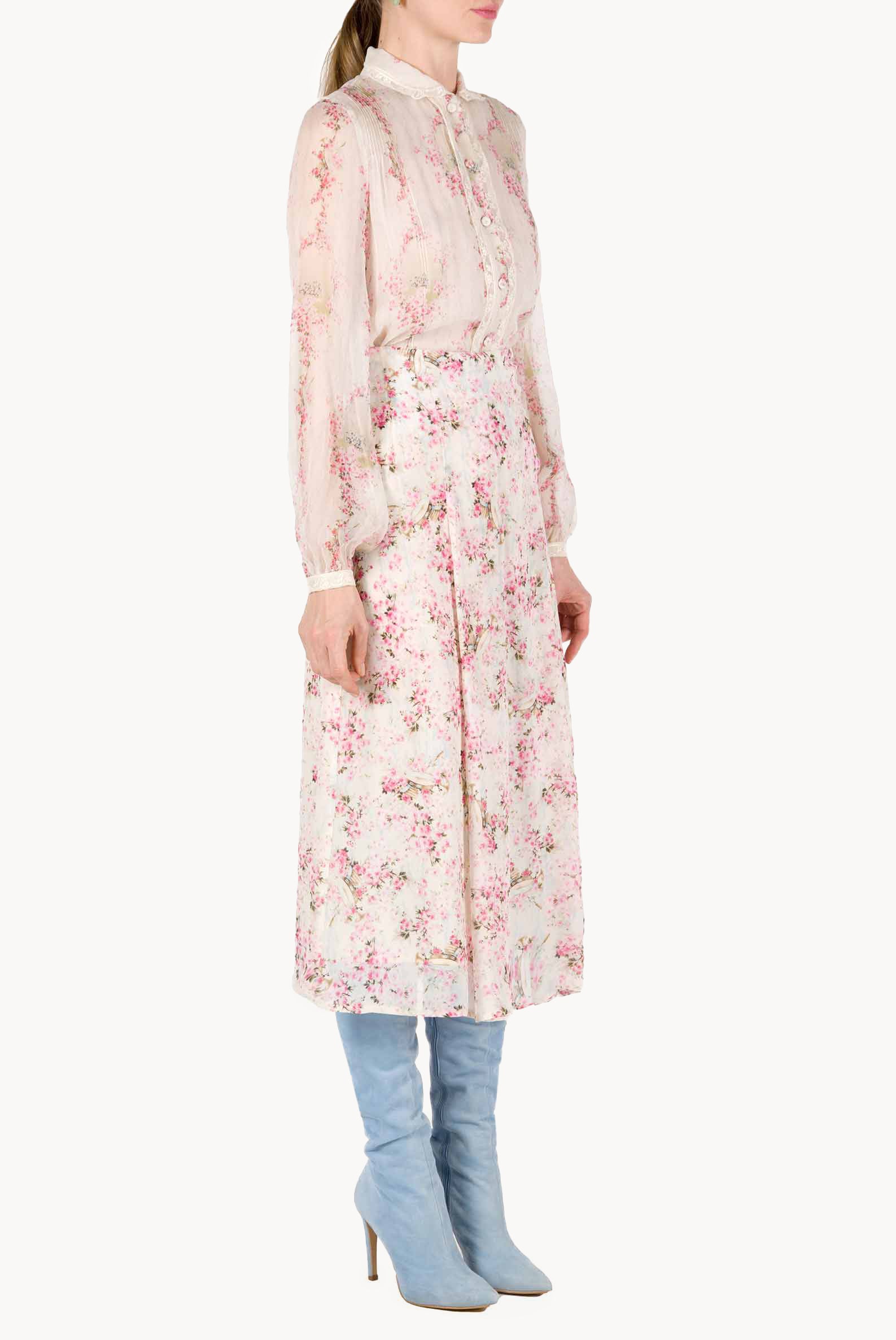 Georgette Rose Buds Printed Skirt