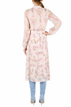 Gonna in georgette stampata con boccioli di rosa