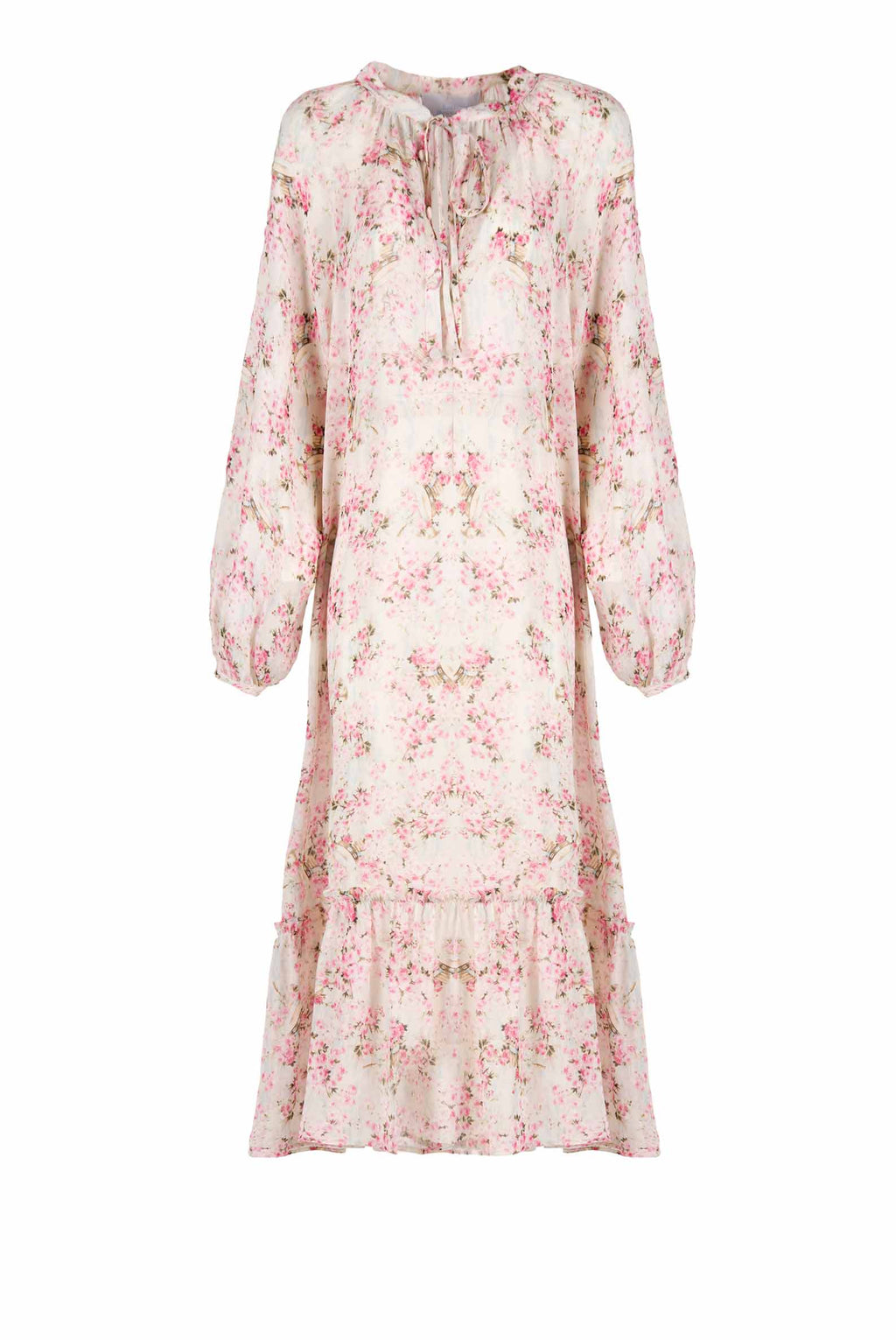 Abito ampio raglan stampato con boccioli di rosa