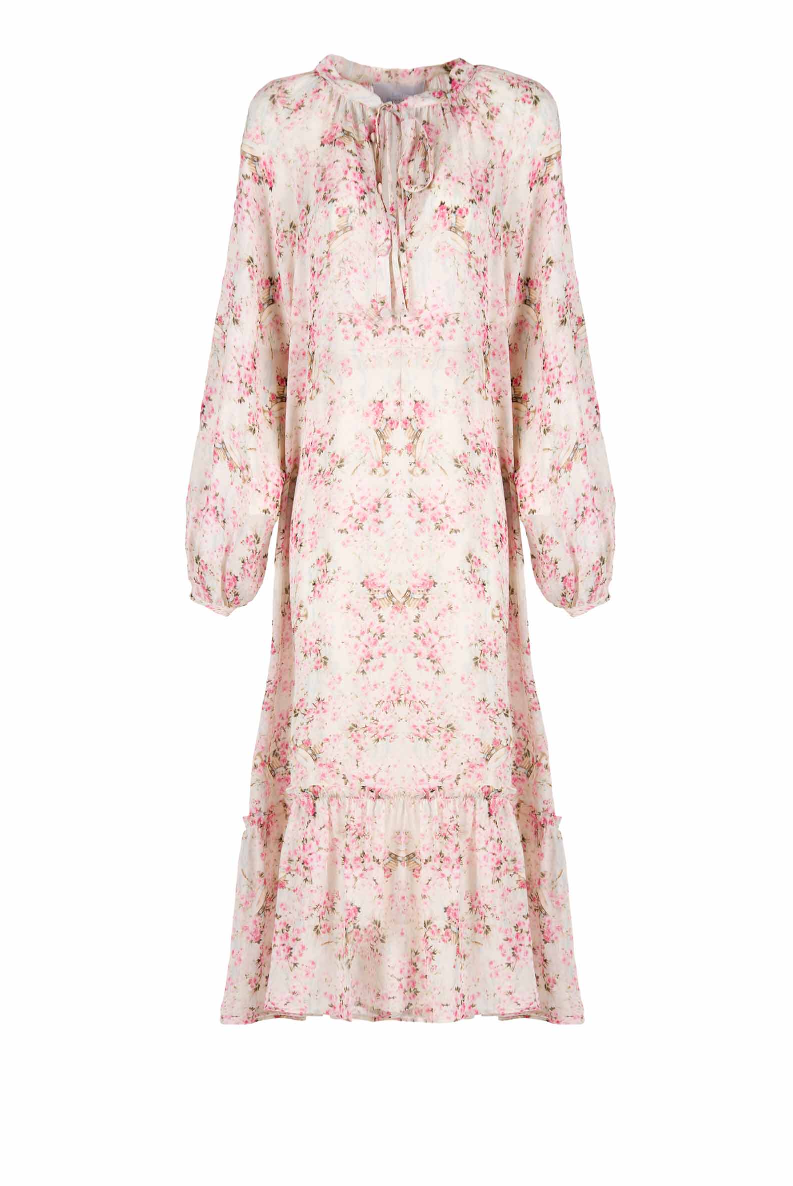 Abito ampio raglan stampato con boccioli di rosa