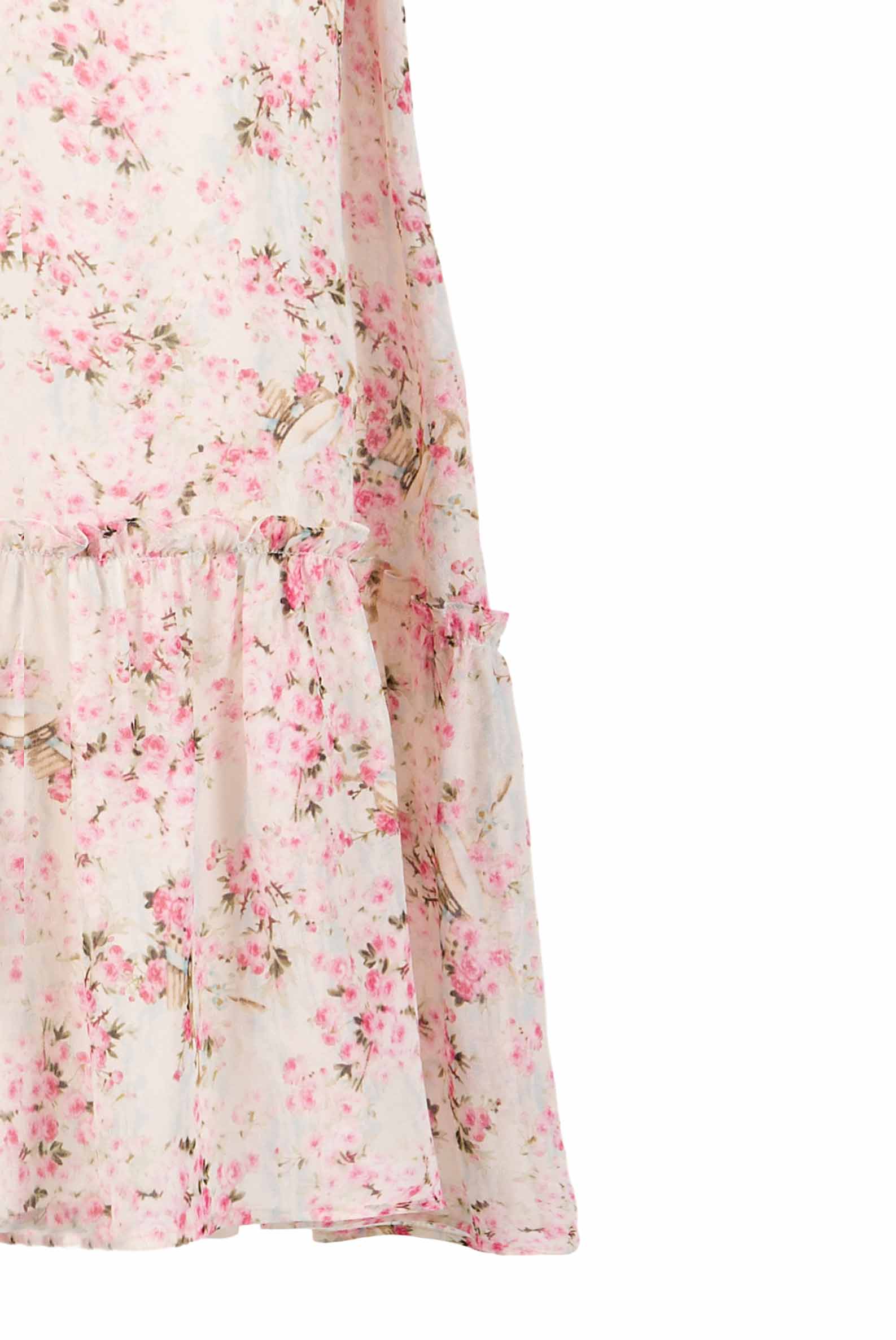 Abito ampio raglan stampato con boccioli di rosa