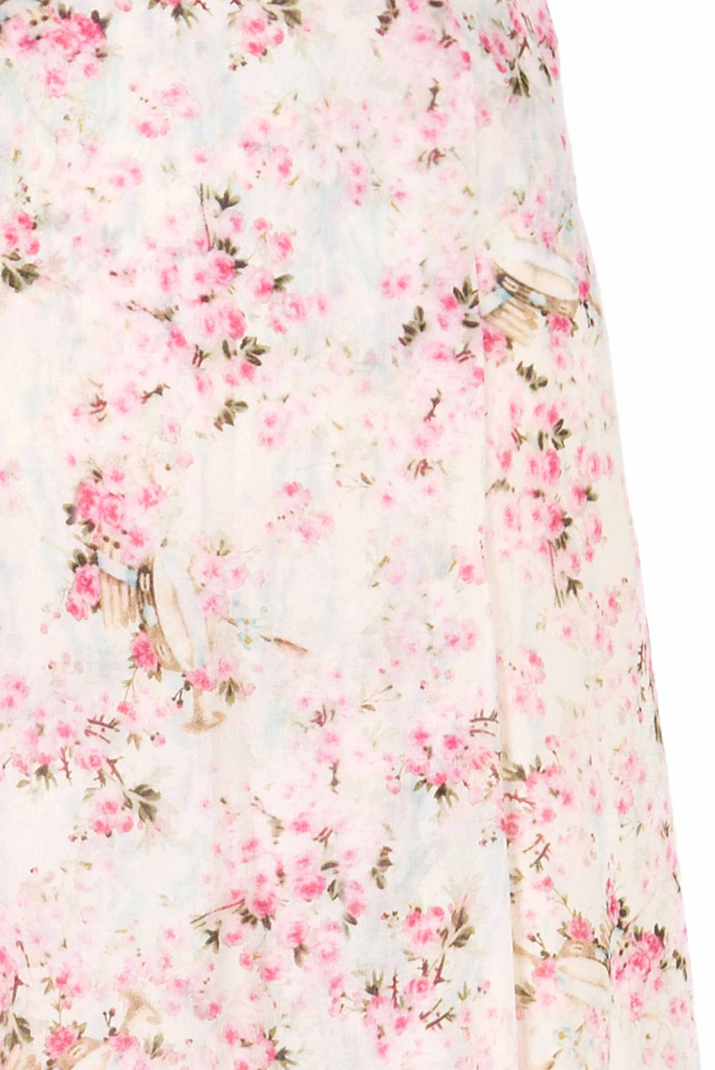 Gonna in georgette stampata con boccioli di rosa
