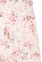 Gonna in georgette stampata con boccioli di rosa