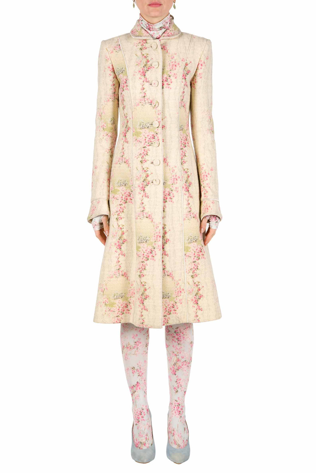 Cappotto in lana Circle Of Roses con lurex
