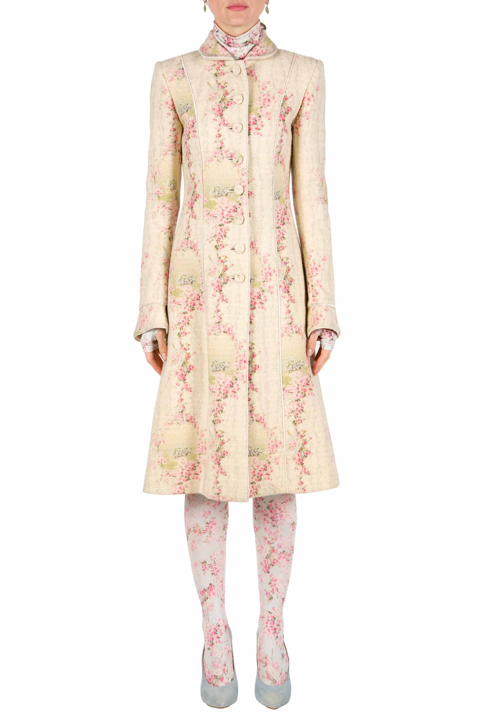 Cappotto in lana Circle Of Roses con lurex