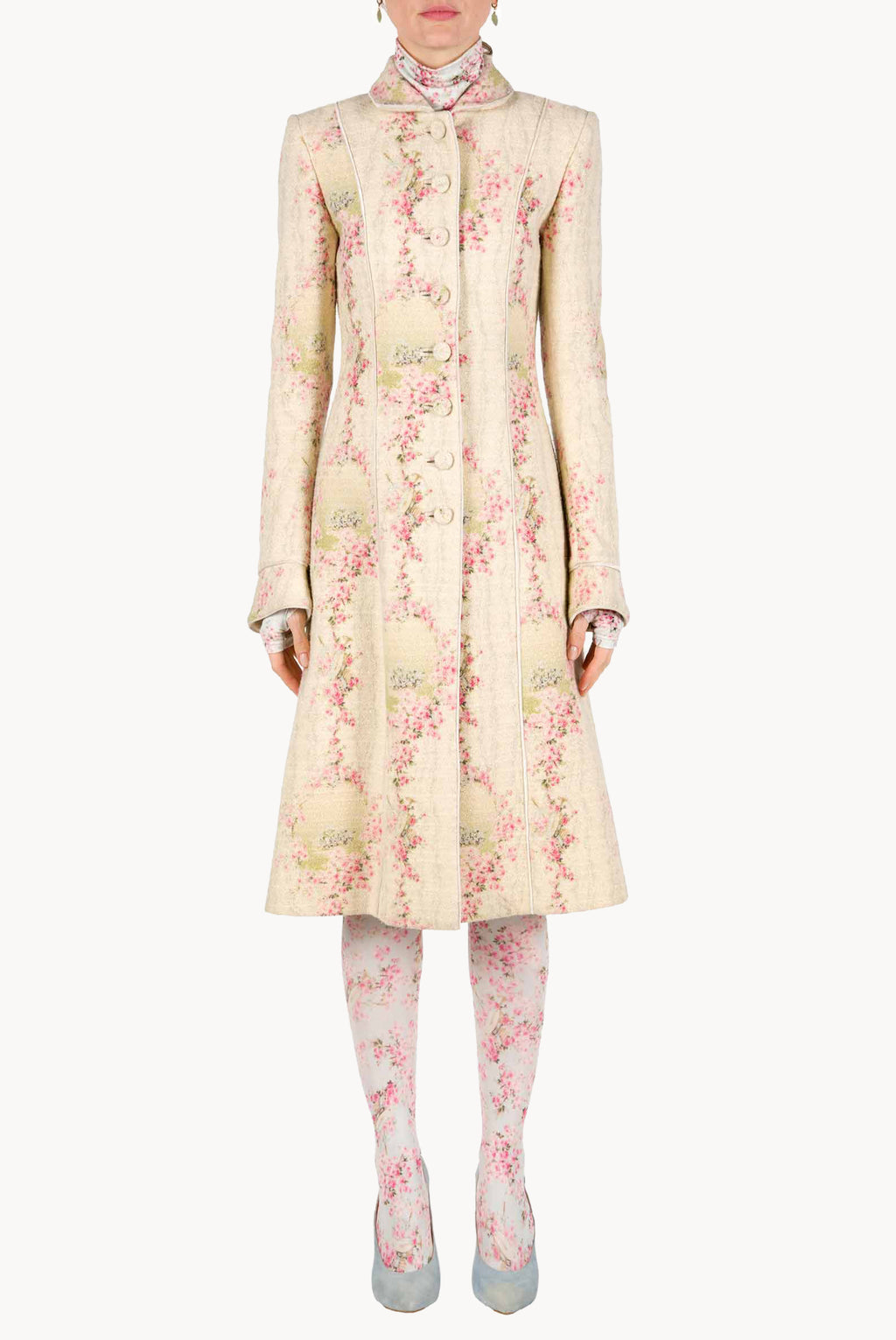 Cappotto in lana Circle Of Roses con lurex
