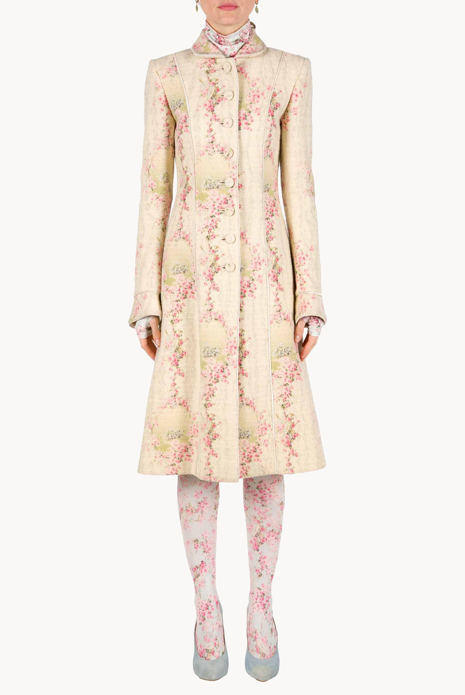 Cappotto in lana Circle Of Roses con lurex