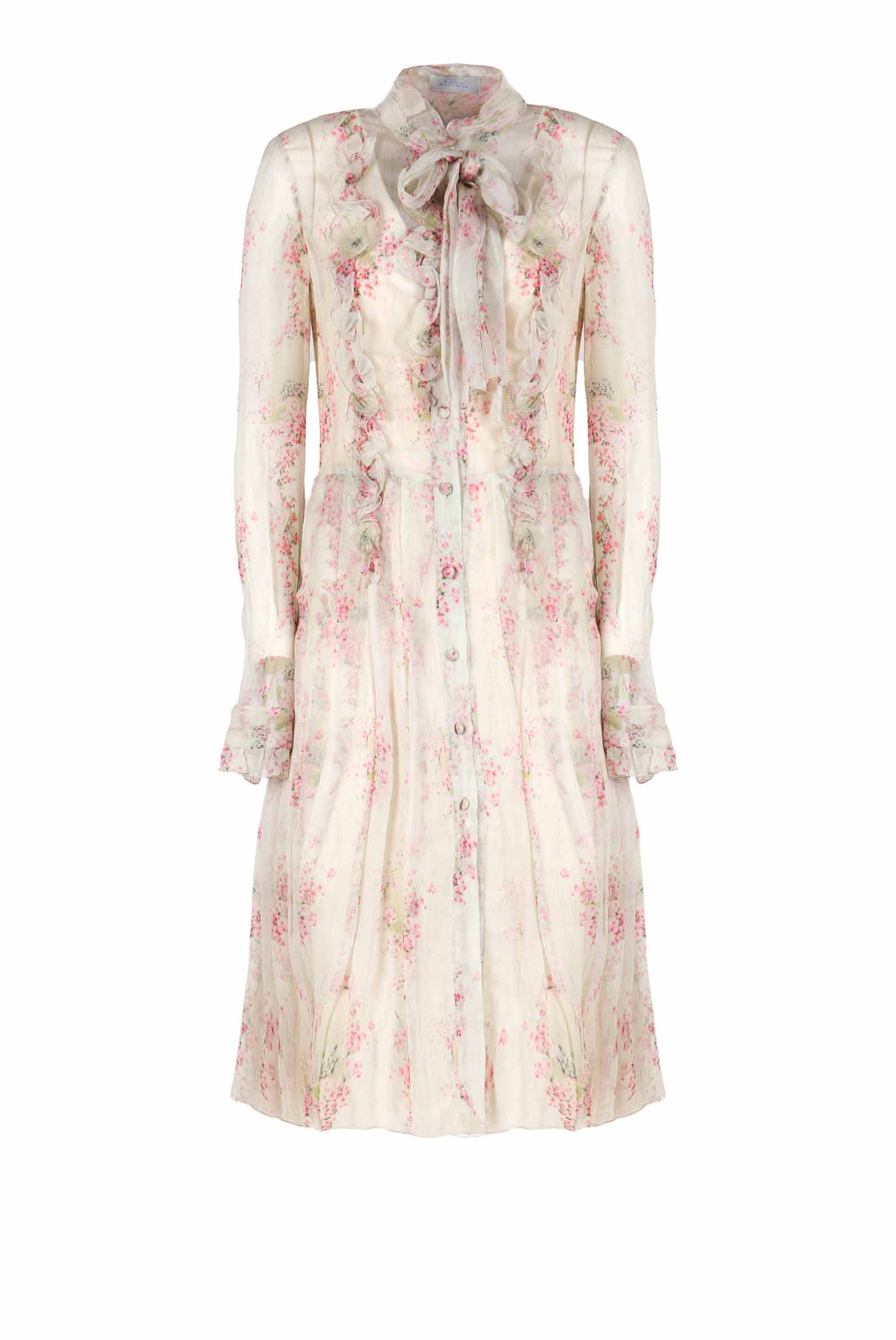 Abito plissettato in chiffon stampato Circle Of Roses