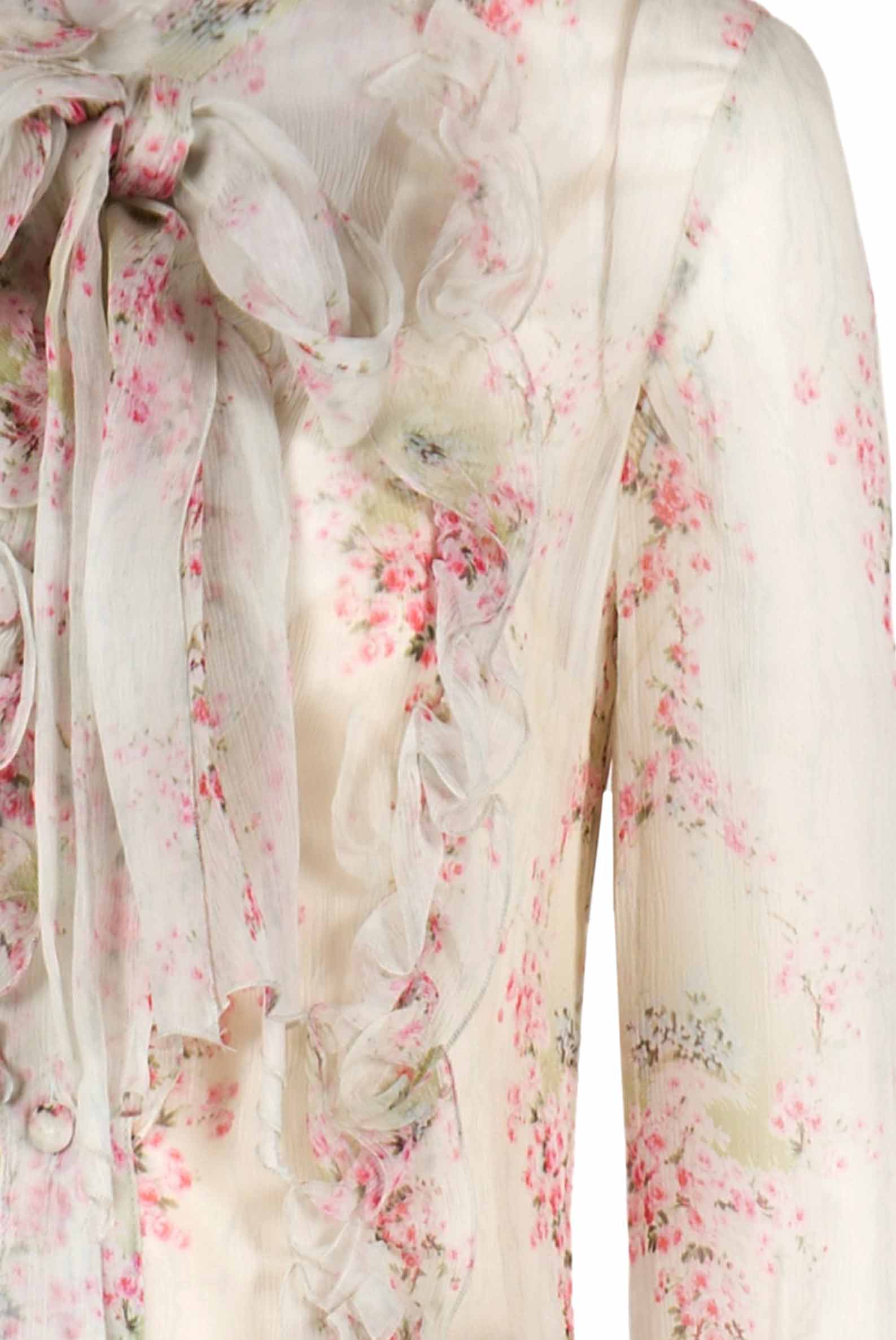 Chiffon Pleated Printed Circle Of Roses Dress