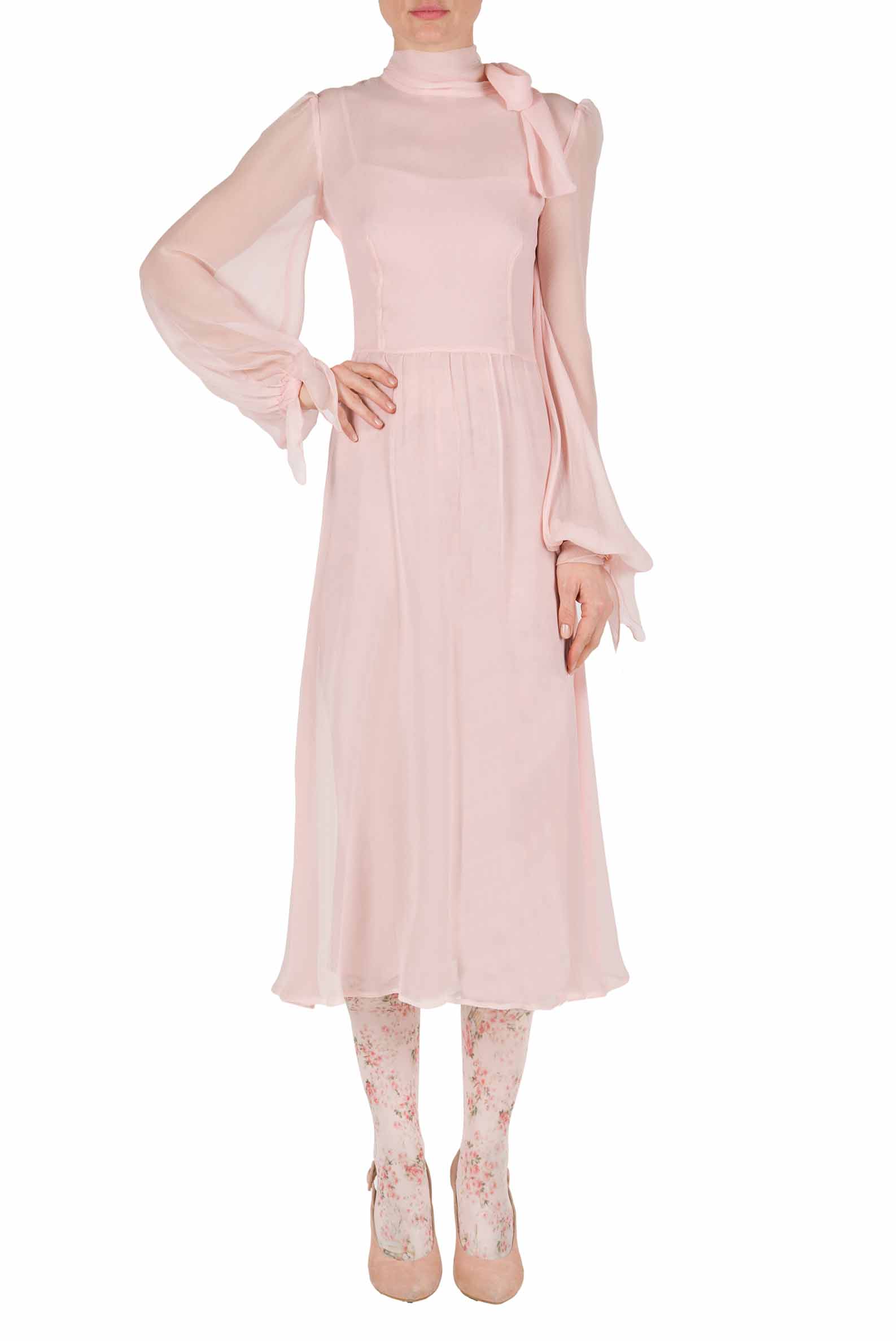 Abito in chiffon crepon rosa