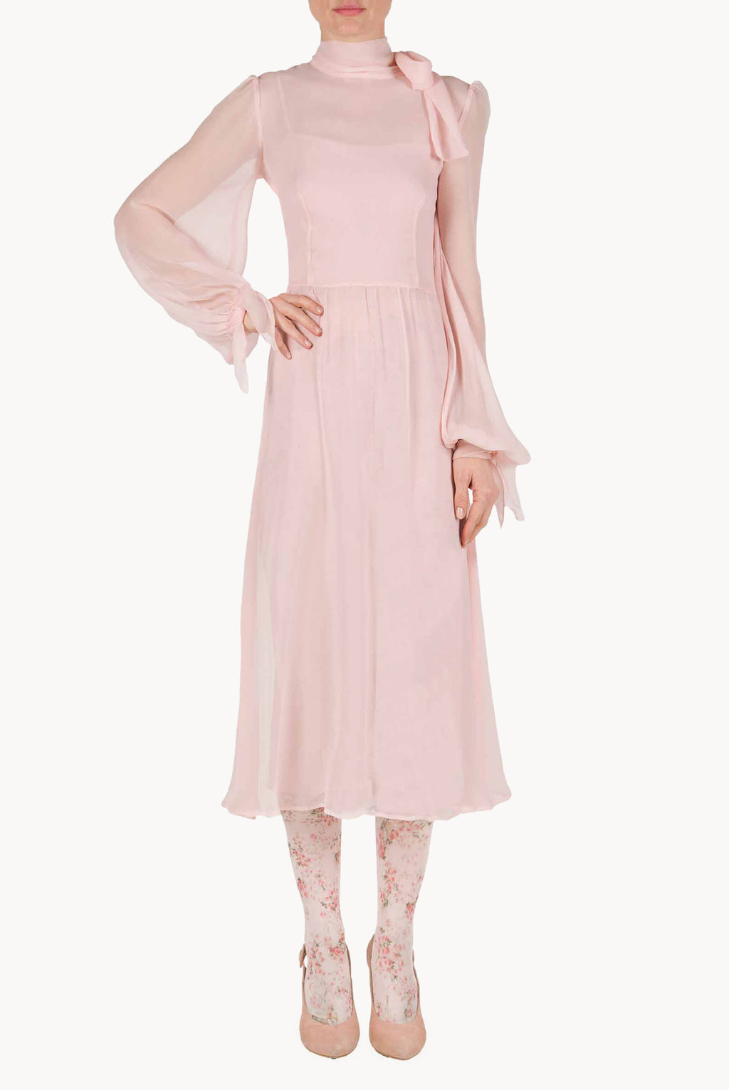 Pink Chiffon Crepon Dress