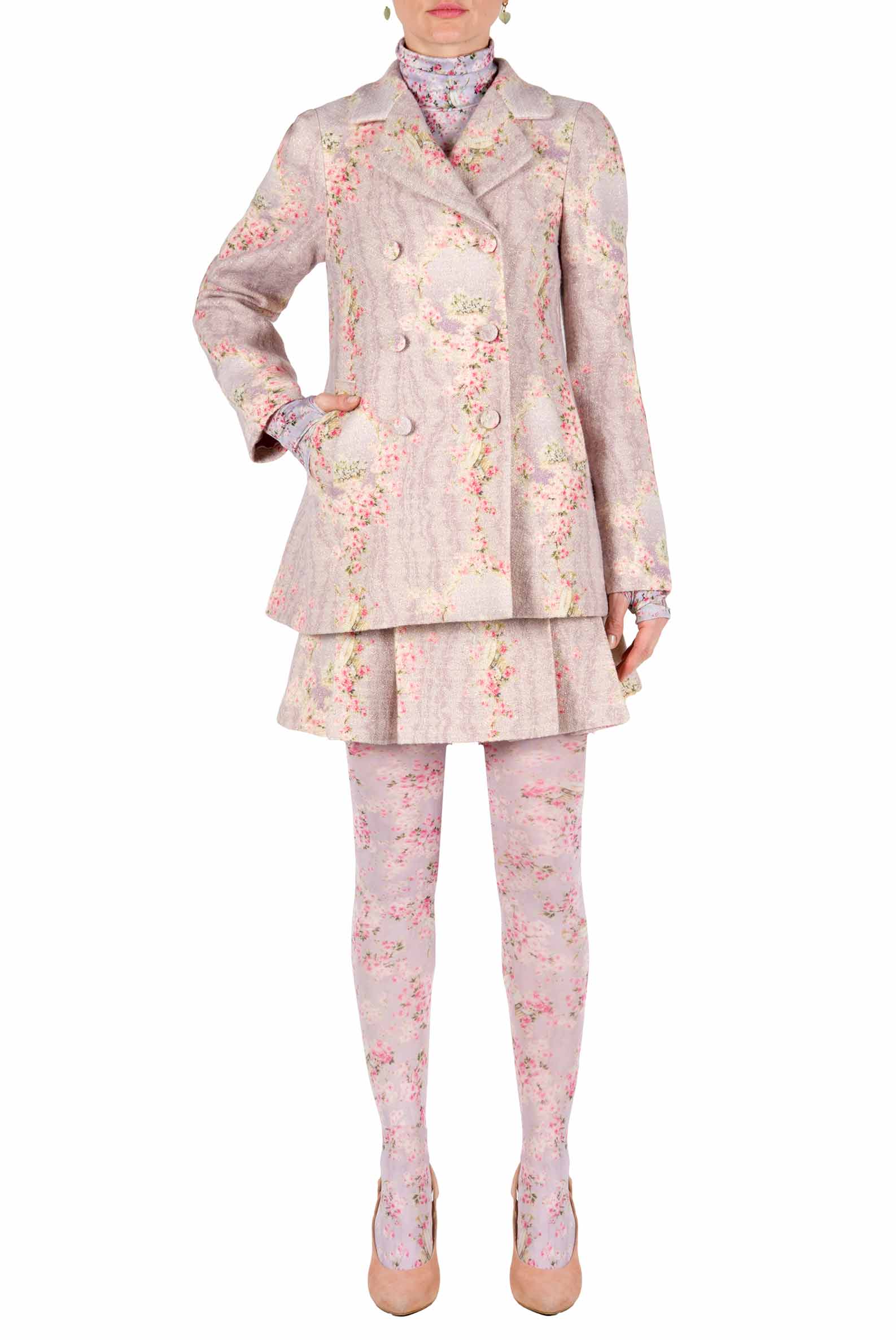 Giacca in lana stampata Circle Of Roses