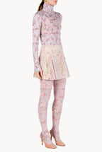 Lilac Printed Rose Buds Jersey Turtleneck
