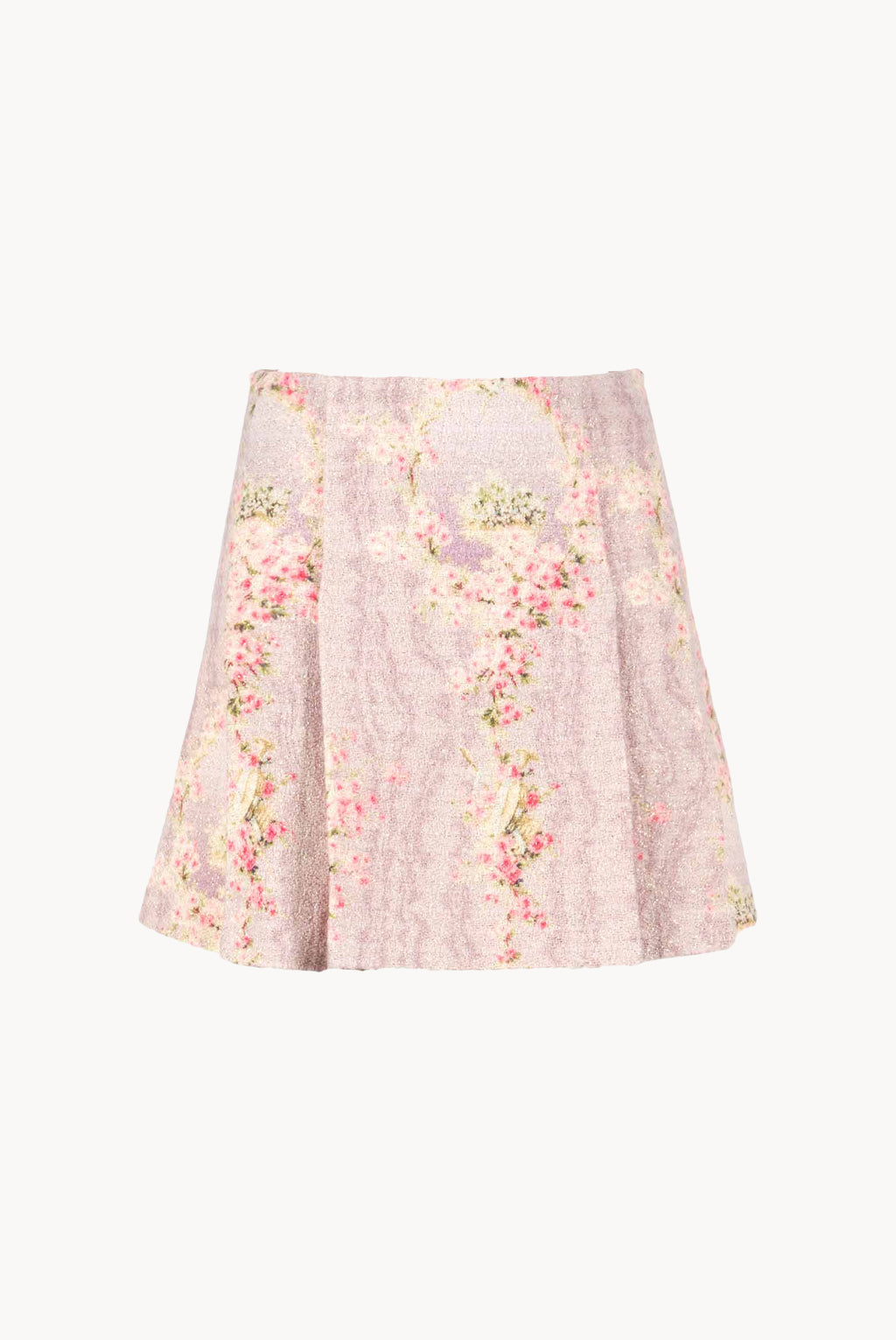 Wool Printed Circle Of Roses Mini Skirt