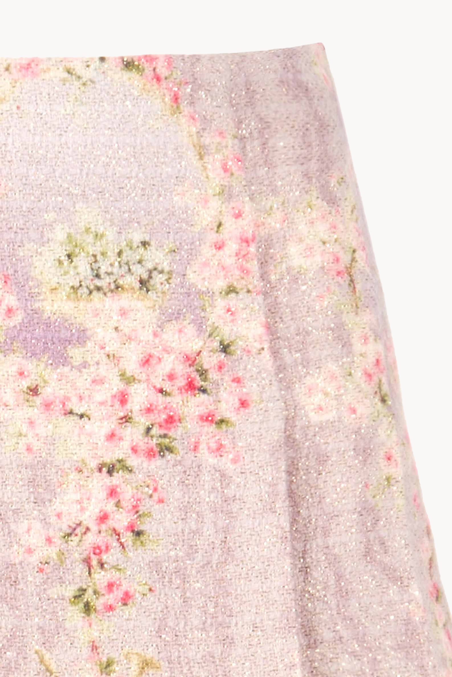 Wool Printed Circle Of Roses Mini Skirt