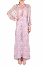 Chiffon Crepon Printed Circle Of Roses Blouse