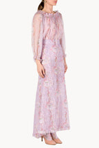 Chiffon Crepon Printed Circle Of Roses Blouse