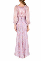 Chiffon Crepon Printed Circle Of Roses Blouse
