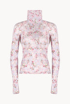 Lilac Printed Rose Buds Jersey Turtleneck