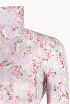 Lilac Printed Rose Buds Jersey Turtleneck
