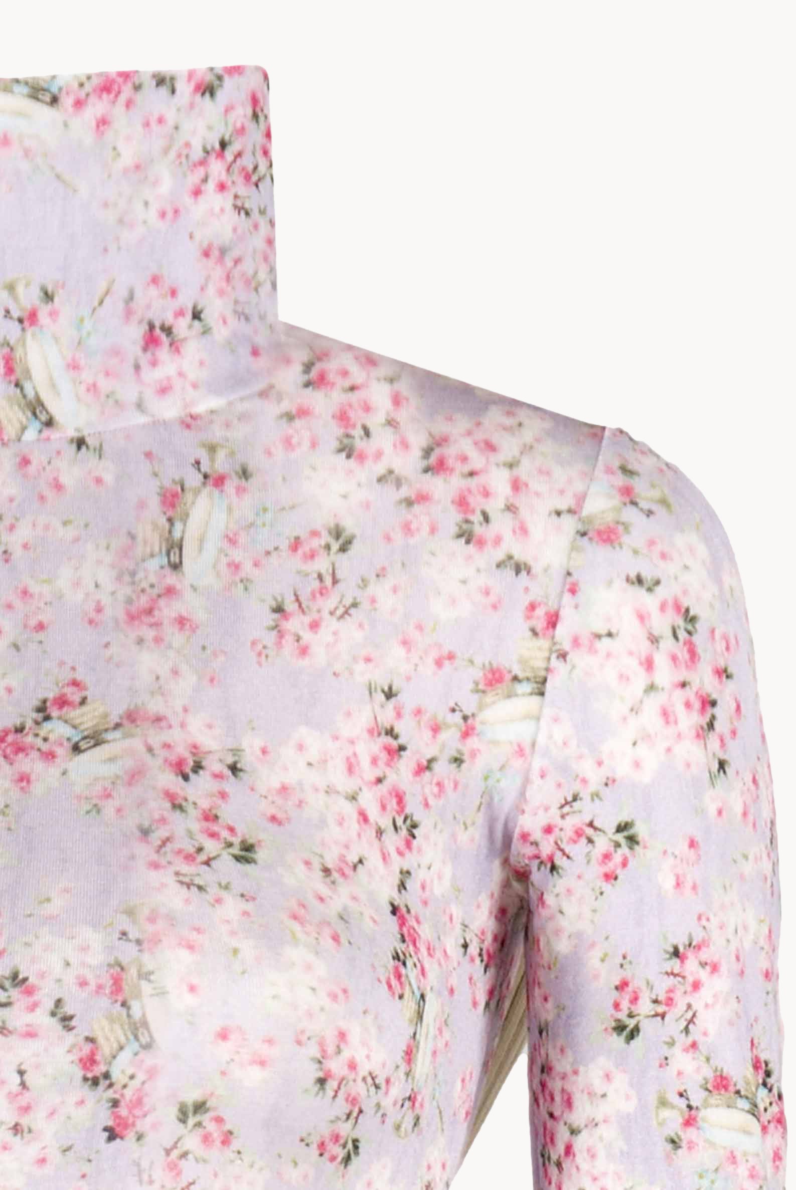 Lilac Printed Rose Buds Jersey Turtleneck
