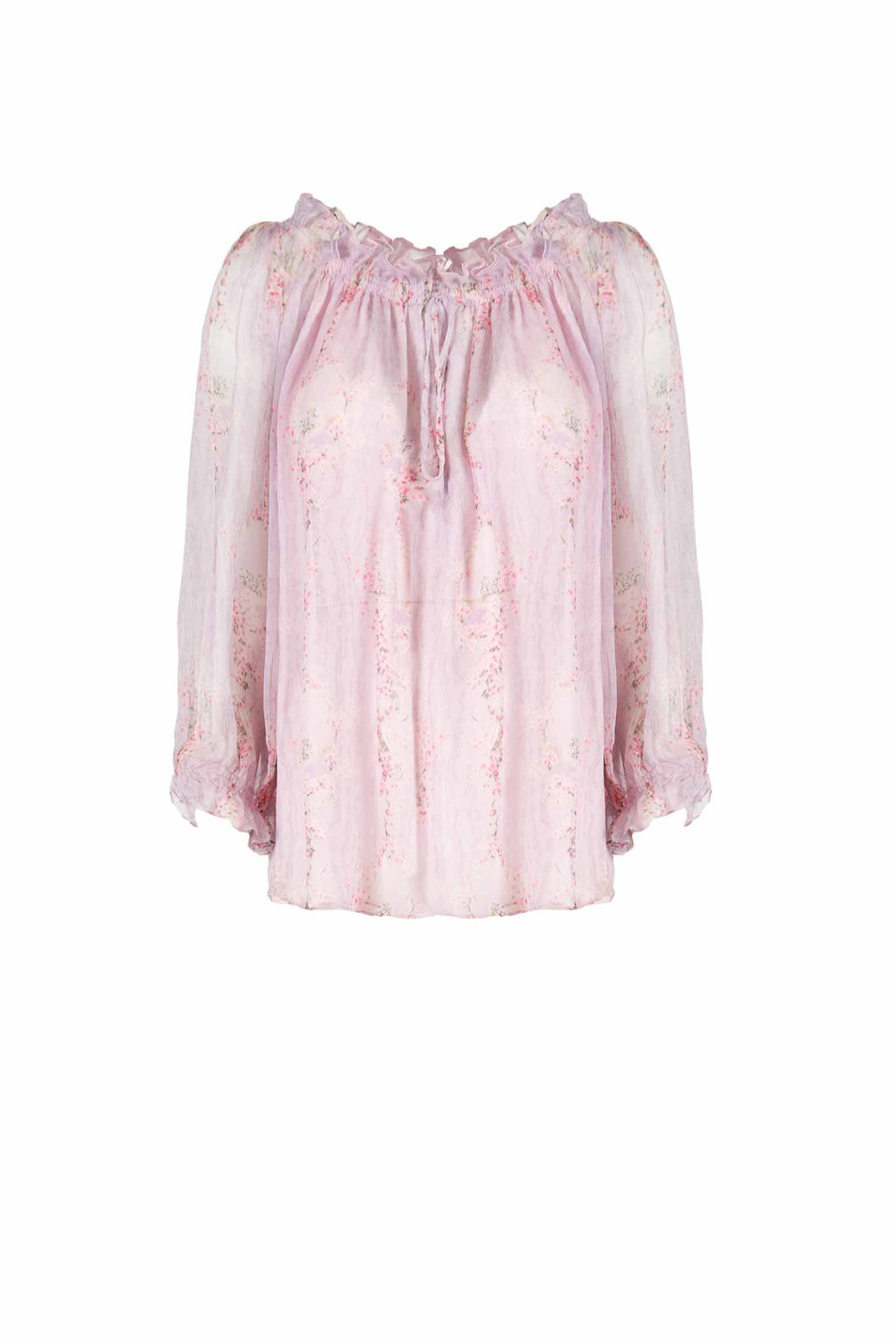 Chiffon Crepon Printed Circle Of Roses Blouse
