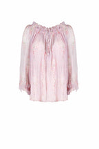 Chiffon Crepon Printed Circle Of Roses Blouse