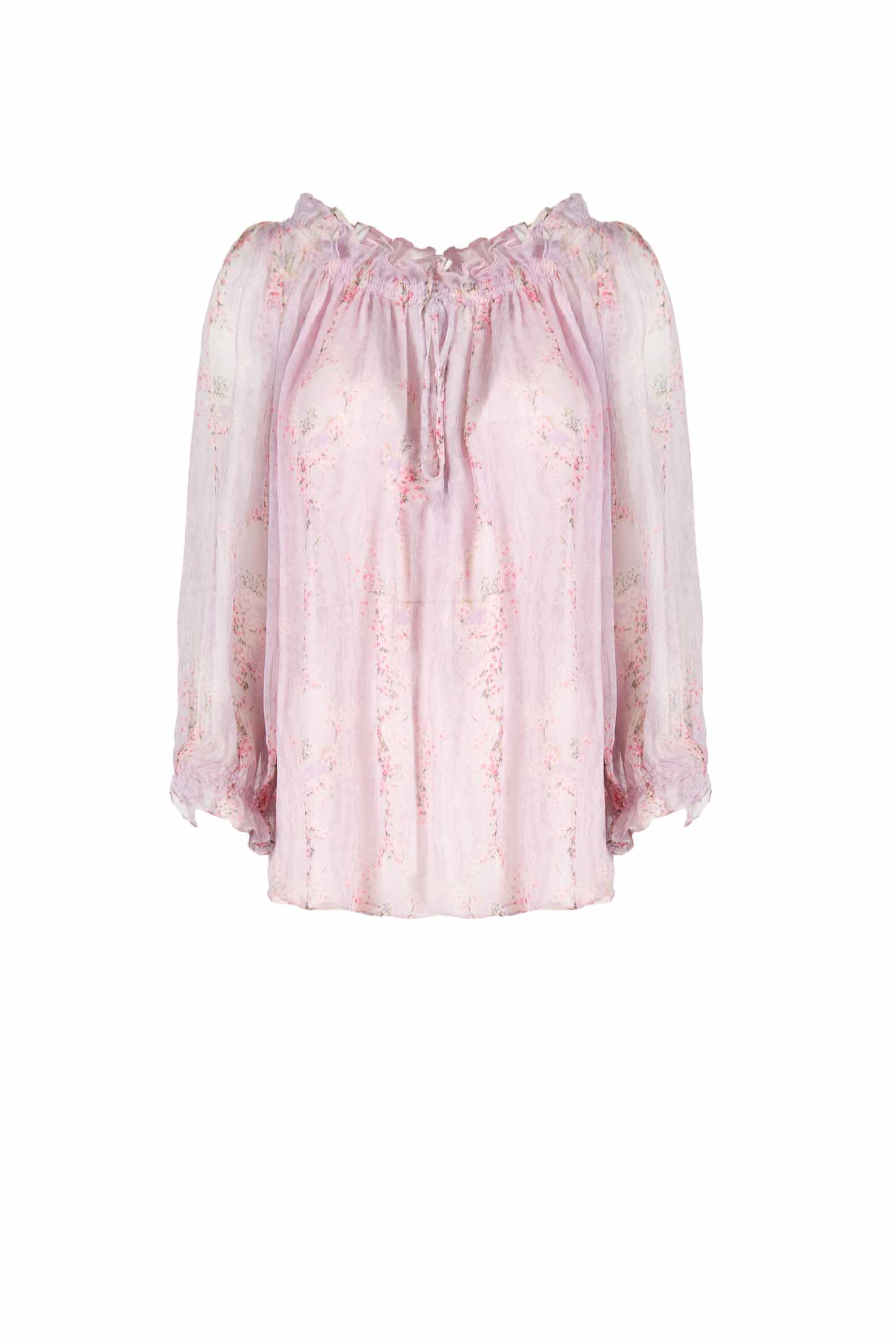 Blusa in chiffon crepon stampata Circle Of Roses