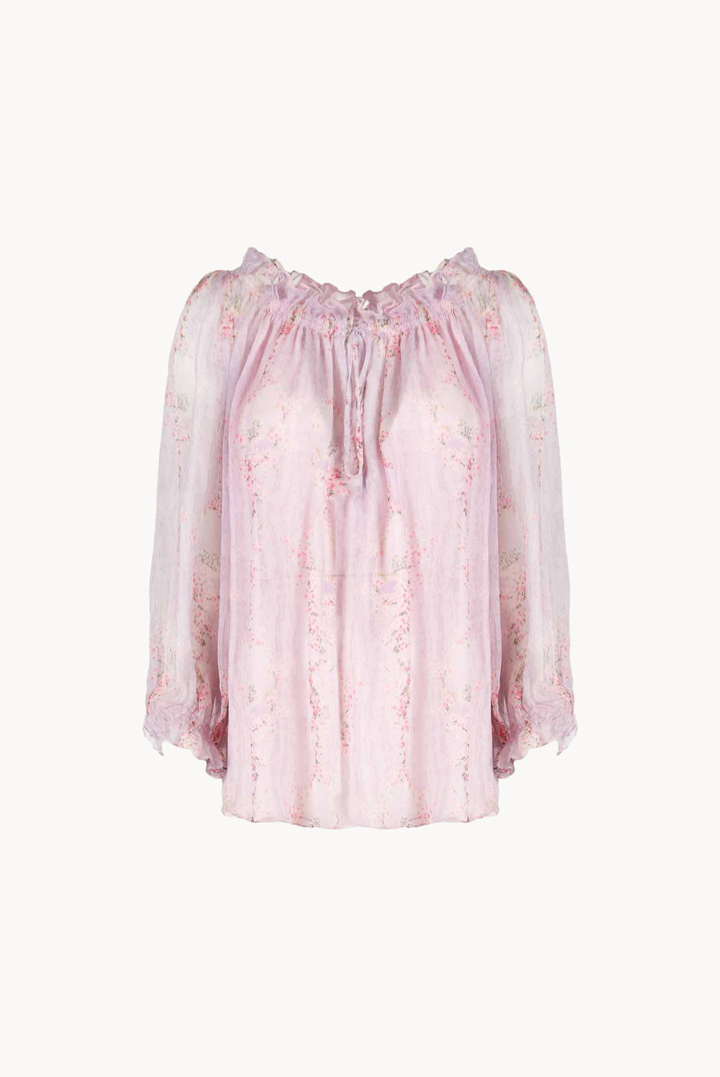 Chiffon Crepon Printed Circle Of Roses Blouse