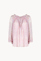 Chiffon Crepon Printed Circle Of Roses Blouse