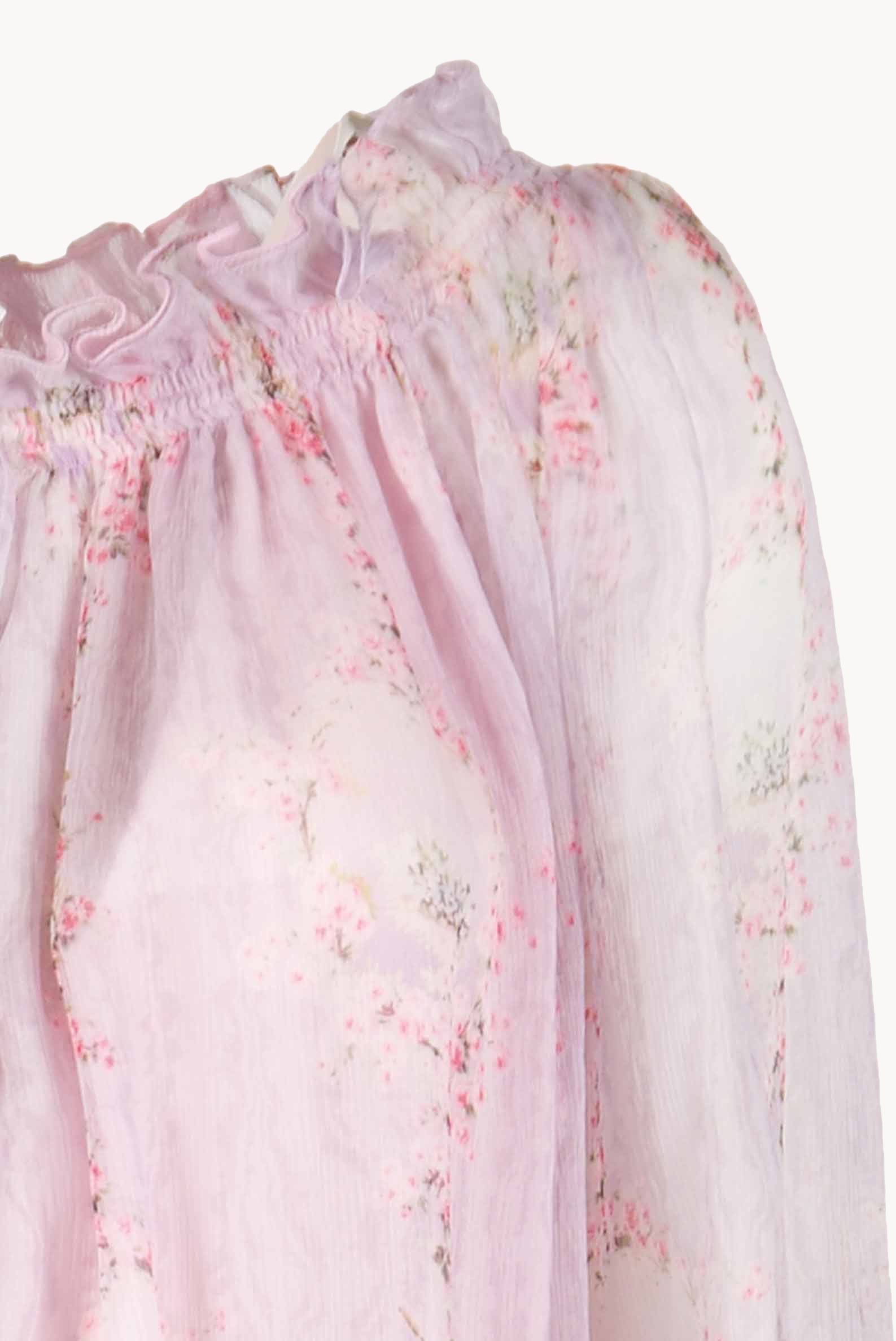 Chiffon Crepon Printed Circle Of Roses Blouse