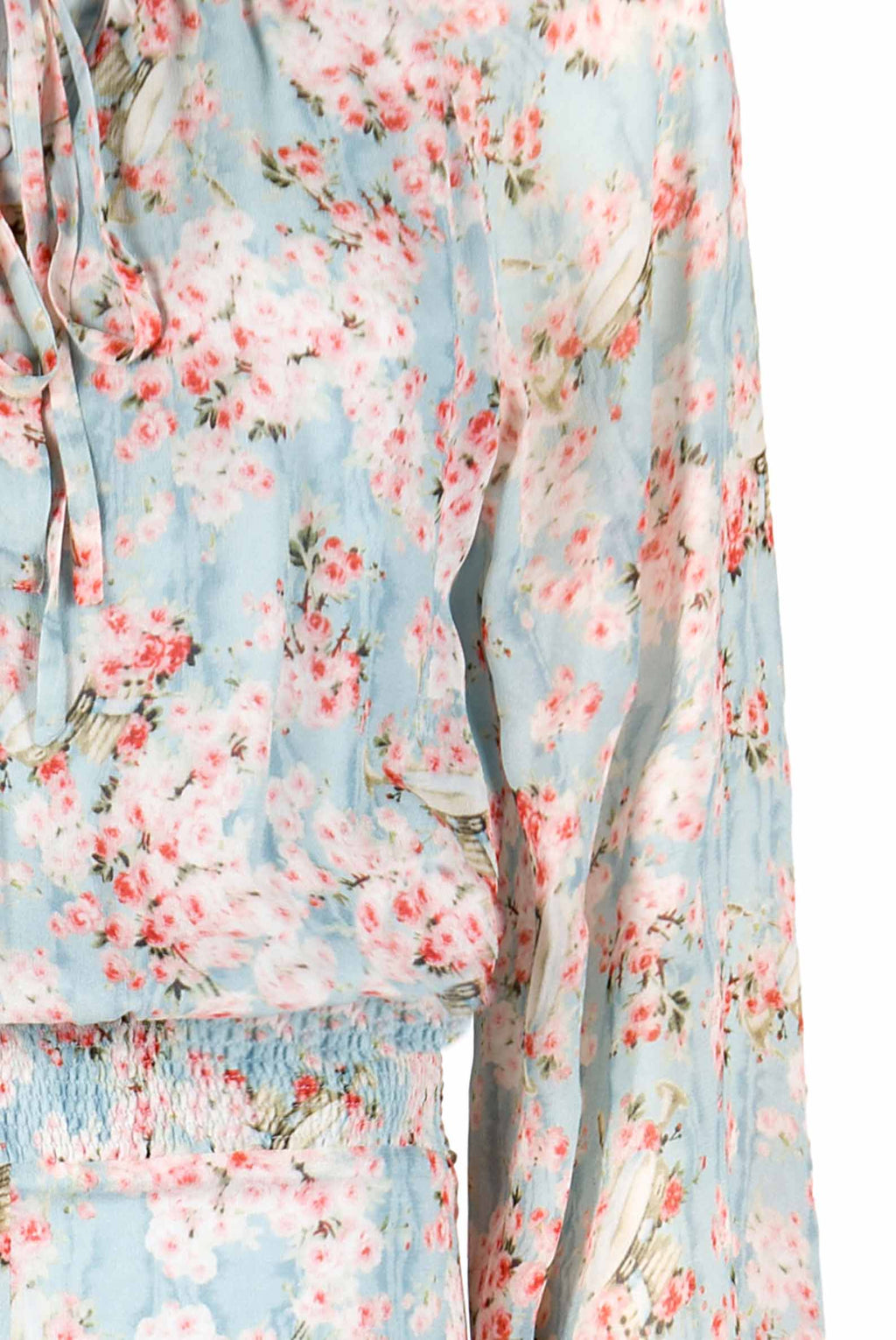 Tuta in georgette stampata con boccioli di rosa