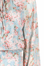 Tuta in georgette stampata con boccioli di rosa