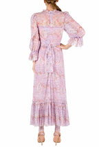 Abito in pizzo Circle Of Roses stampato con volant