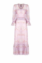 Abito in pizzo Circle Of Roses stampato con volant