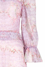Abito in pizzo Circle Of Roses stampato con volant
