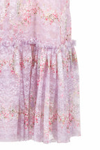 Abito in pizzo Circle Of Roses stampato con volant