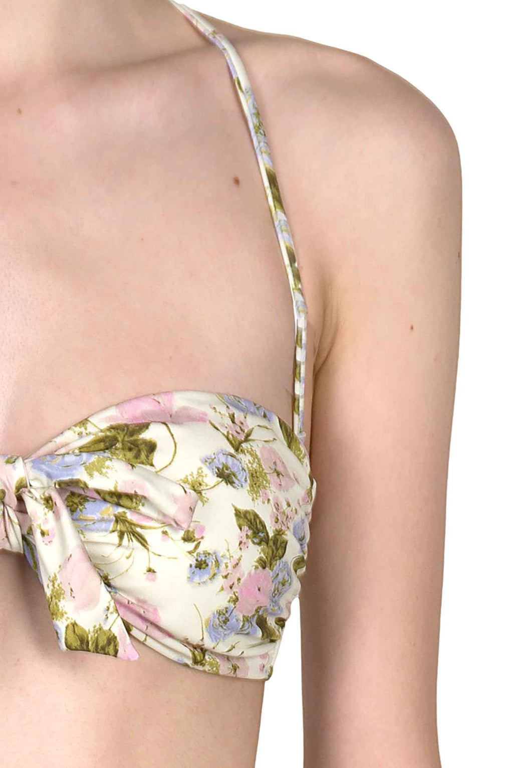 Bikini slip con fascia e vita alta Blooming Roses double face
